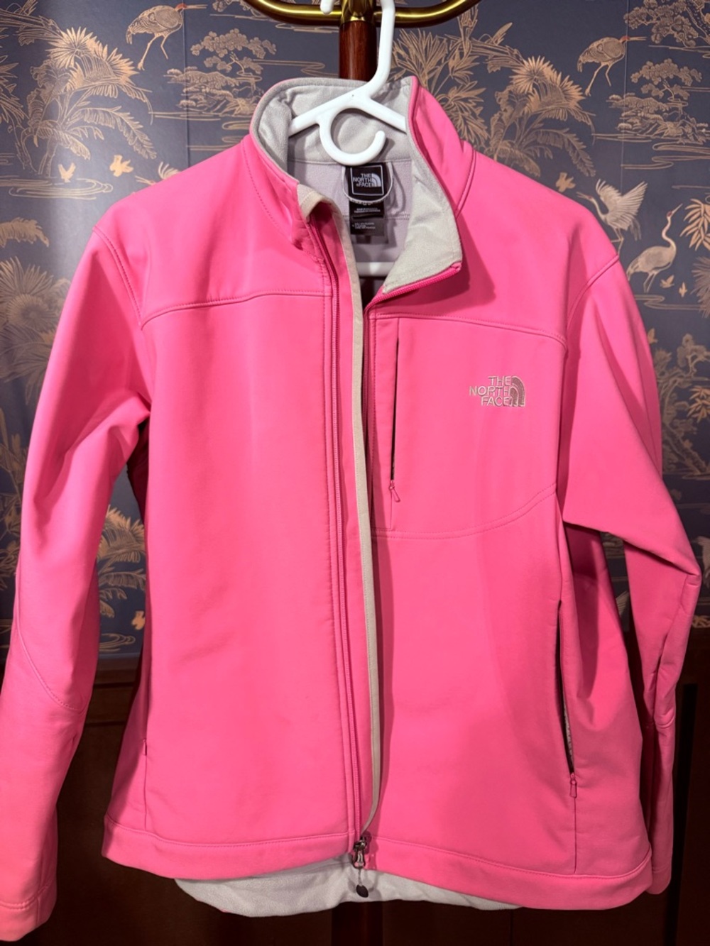 The North Face Women's Hot Pink Softshell Jacket with Cream Trim